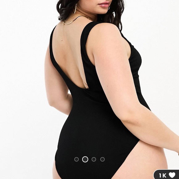 Asos crinkle black one-piece swimsuit - Picture 2 of 7